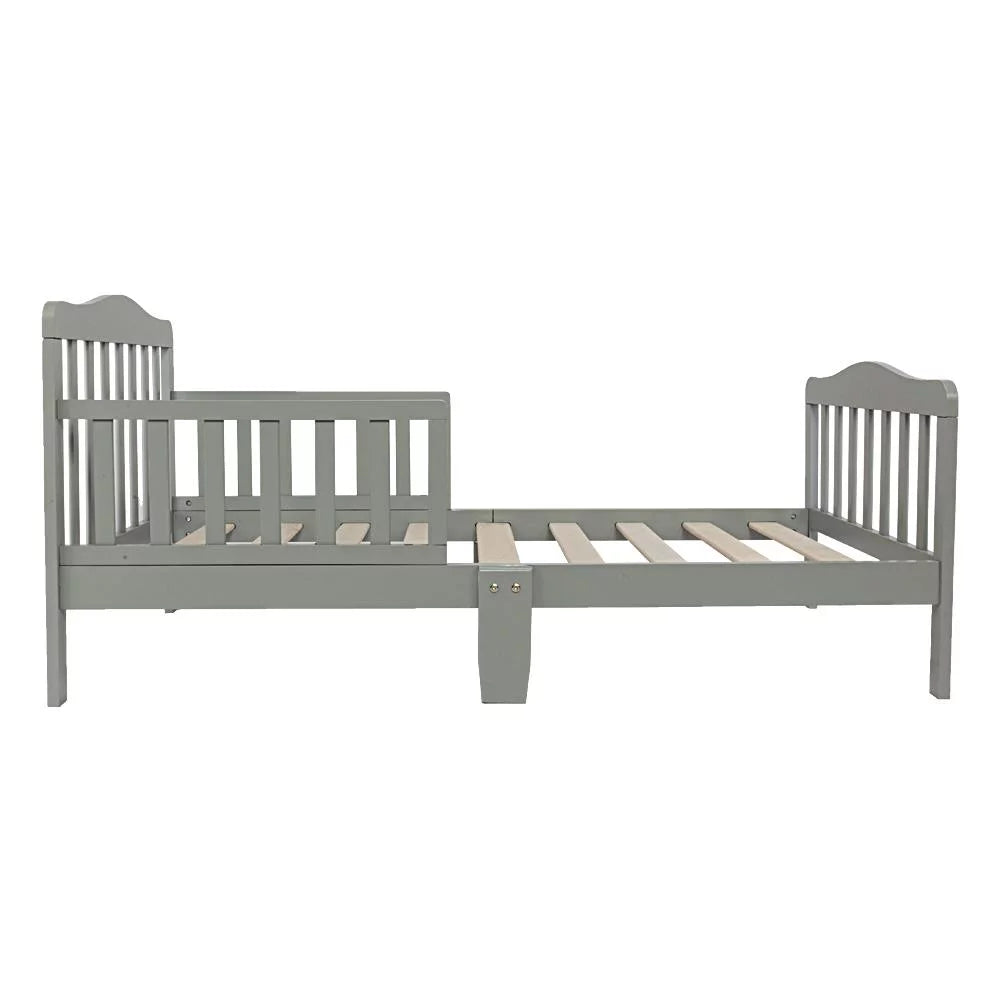 Gray Wood Toddler Bed with Guardrails Y14823