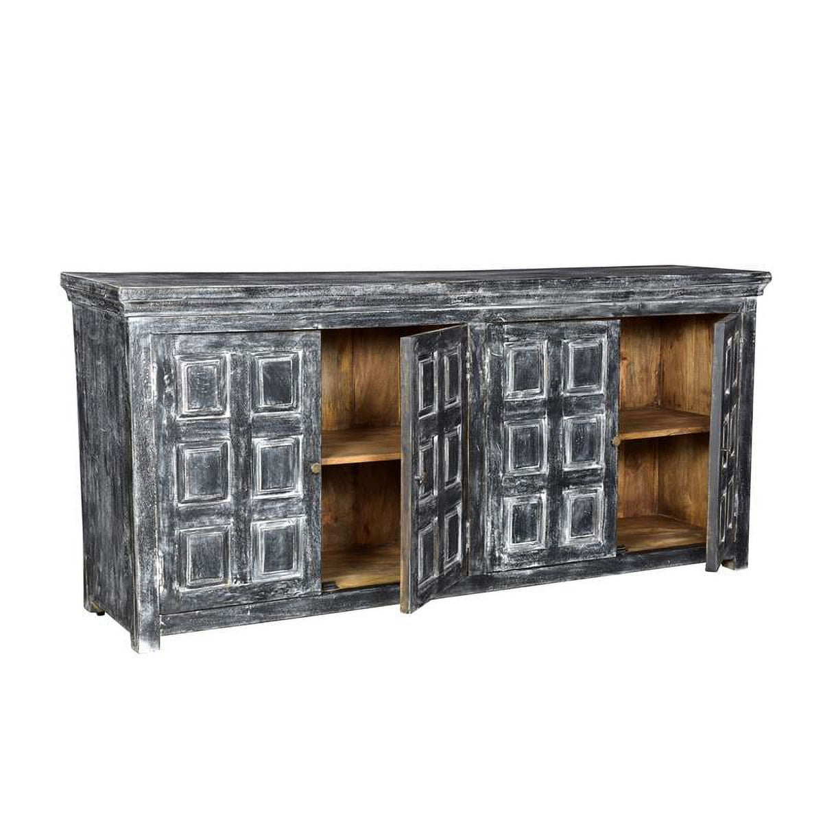 Gray 4 Door Solid Wood Sideboard Q815