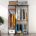 Portable Heavy Duty Clothing Storage Rack with 4 Shelves & 3 Hanging Rails Black V422346