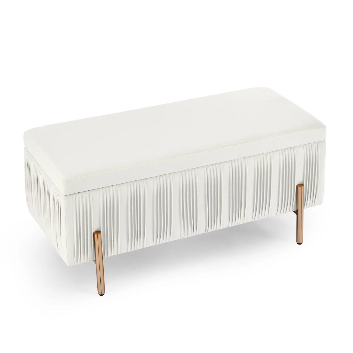 Beige Velvet Storage Bench F733809