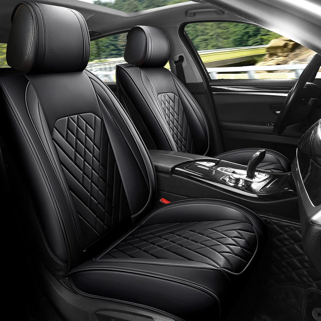Grey Leather Car Seat Cover 2 Pcs N383
