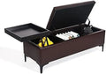 Blue Ottoman Bench with Lift Tabletop U924291
