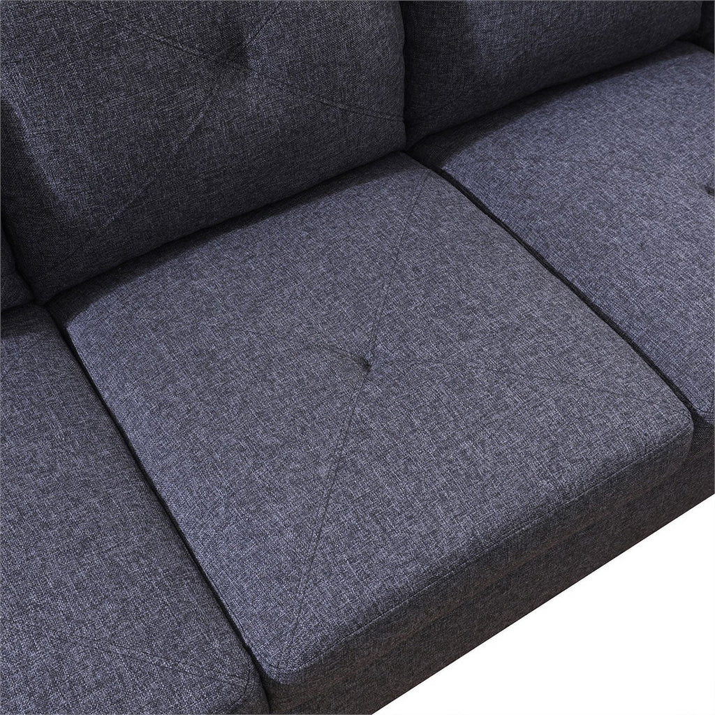 Black Grey Linen 2 Piece Sectional Sofa F909210