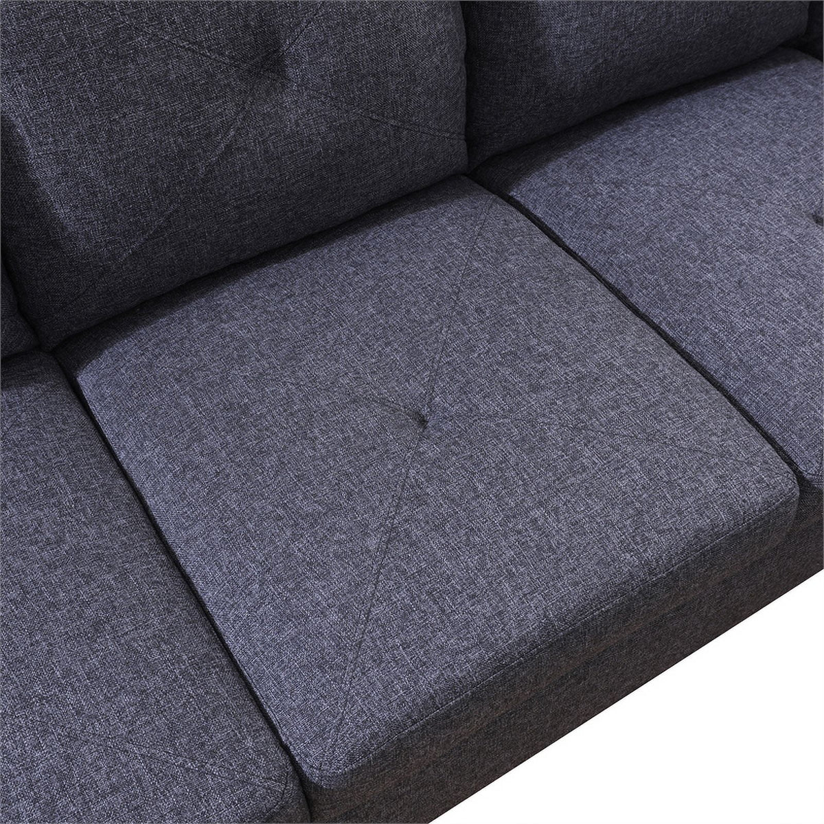 Black Grey Linen 2 Piece Sectional Sofa F909210