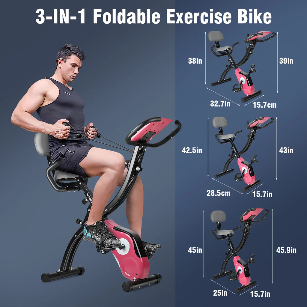 White Magnetic Folding Exercise Bike L716