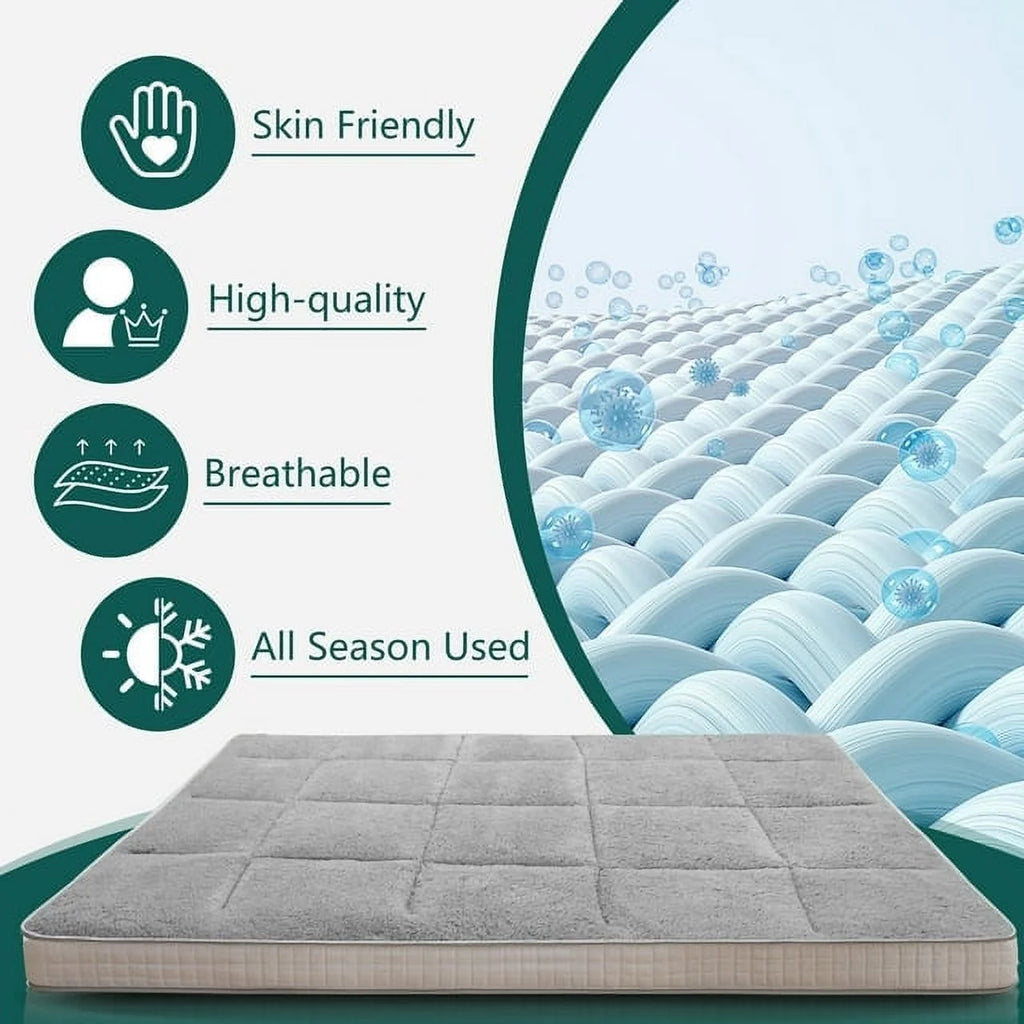 4" Thick Sherpa Fleece Folding Japanese Floor Mattress C87834