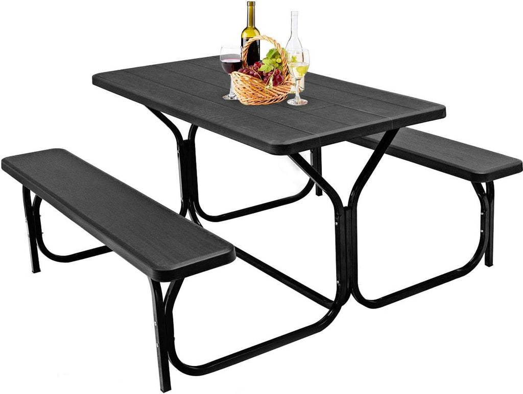 Black Picnic Table Bench Set F391