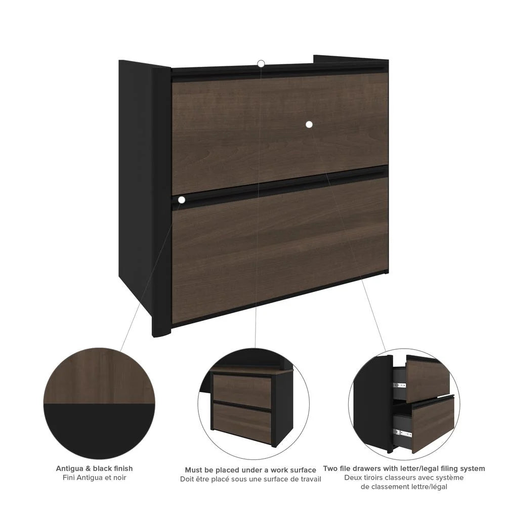 4 Piece L Shaped Computer Desk in Antigua and Black J838555