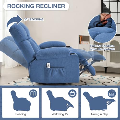 Grey Massage Rocker Recliner Chair with Heat and Vibration K4008