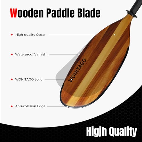 Full Carbon Fiber Shaft Wooden Blade Adjustable Kayak Paddle T555