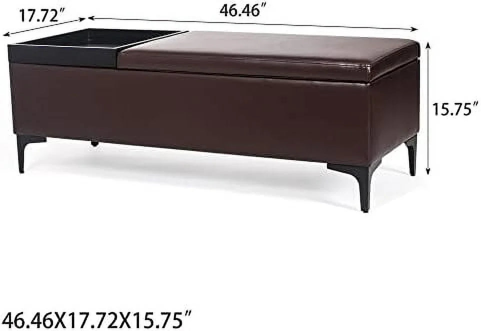 Blue Ottoman Bench with Lift Tabletop U924291