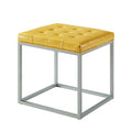 PU Leather Tufted Cube Ottoman with Metal Frame G8757