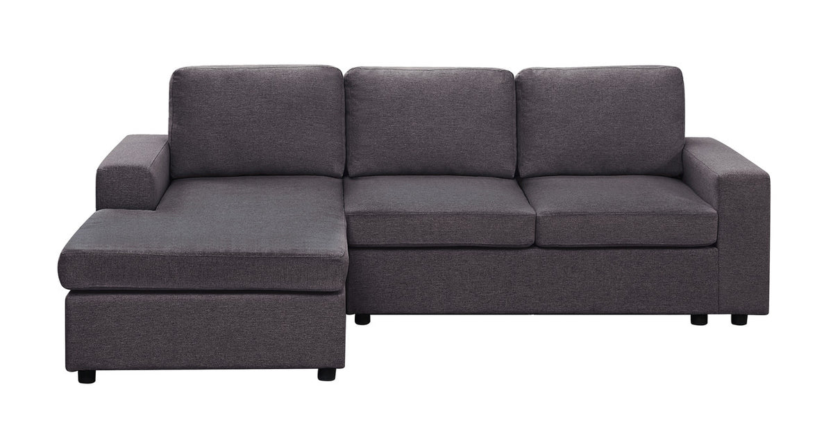 Dark Gray Linen Sofa with Reversible Chaise Y313