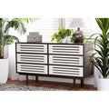 Walnut Brown and White 6-Drawer Wood Dresser V69668
