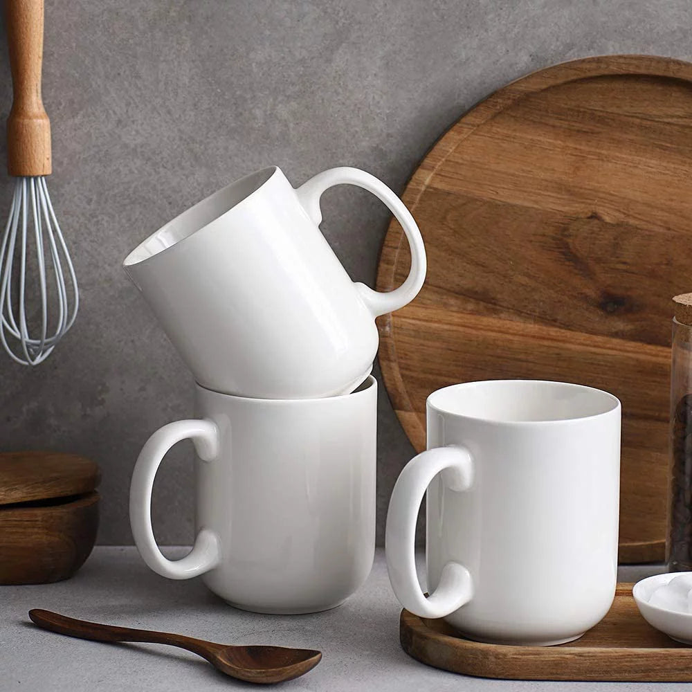 Ceramic Coffee Mugs Set of 6, 20 Ounce White Z6763