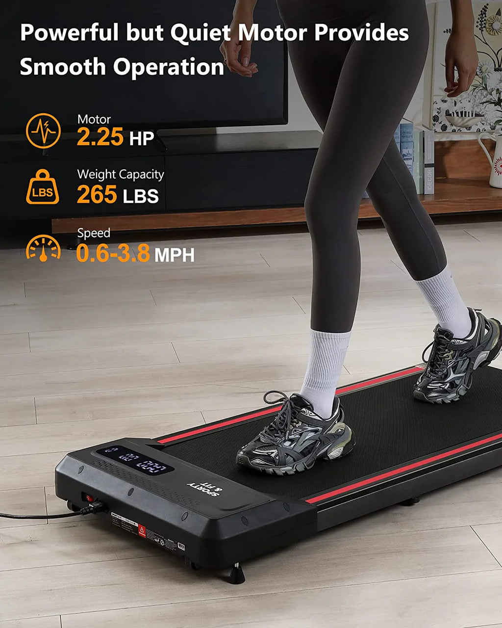 Black Portable Treadmill with Bluetooth Speaker F257292
