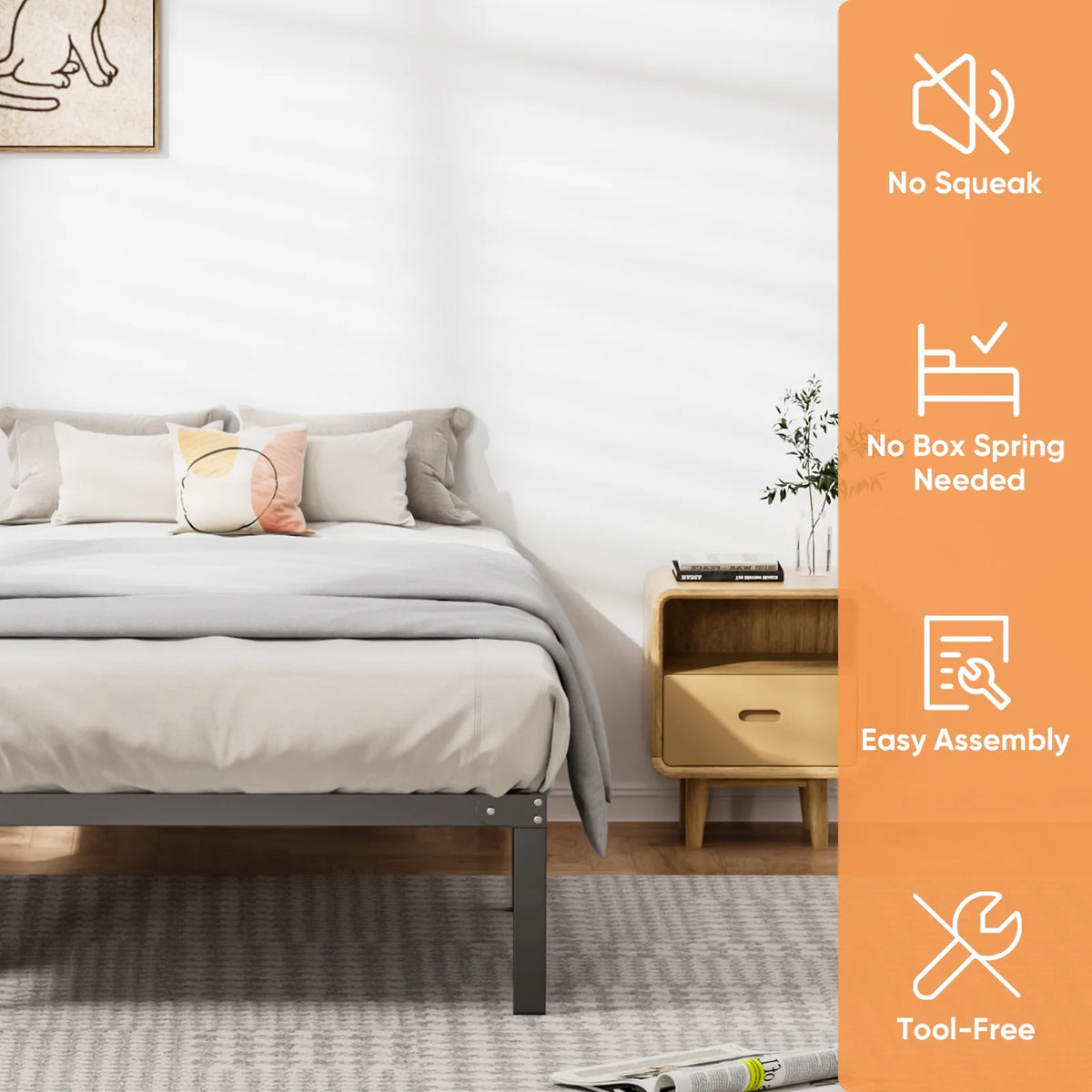 Twin Size Metal Bed Frame with Headboard and Footboard I974259