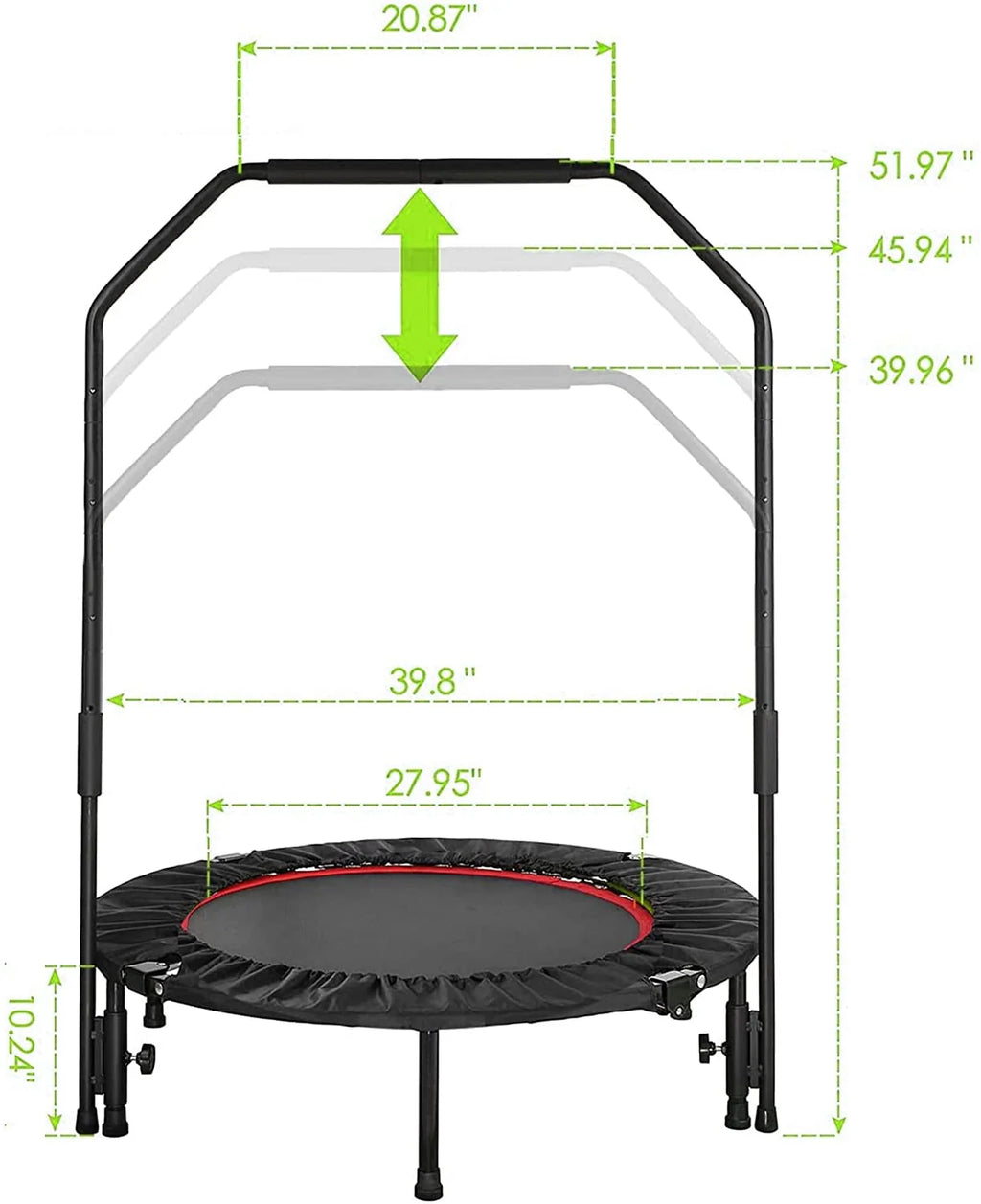 40 Foldable Mini Trampoline with Handrail R533786