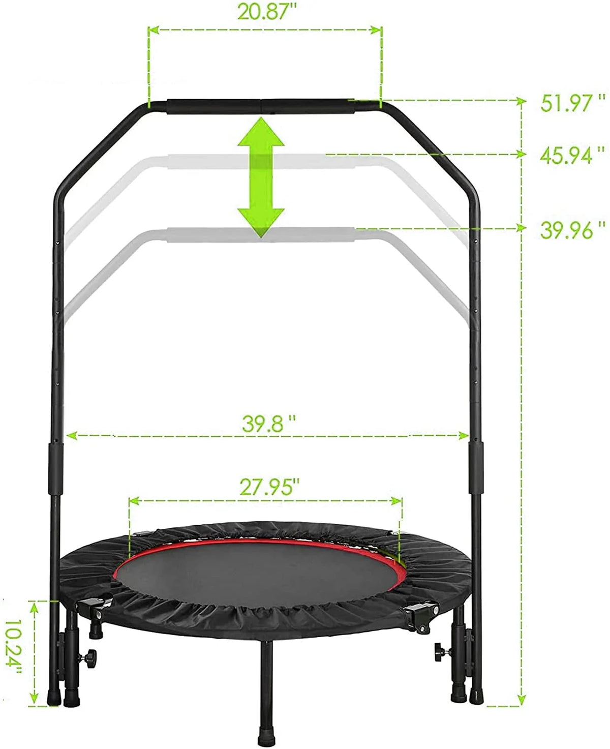 40 Foldable Mini Trampoline with Handrail R533786