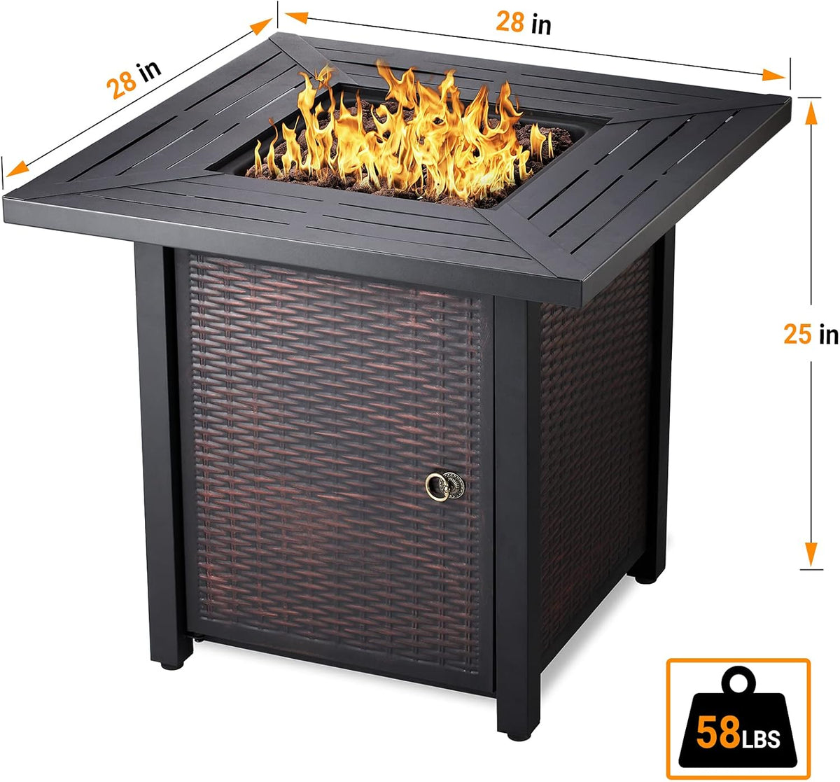 50,000 BTU Rectangular Steel Fire Pit Table G512295