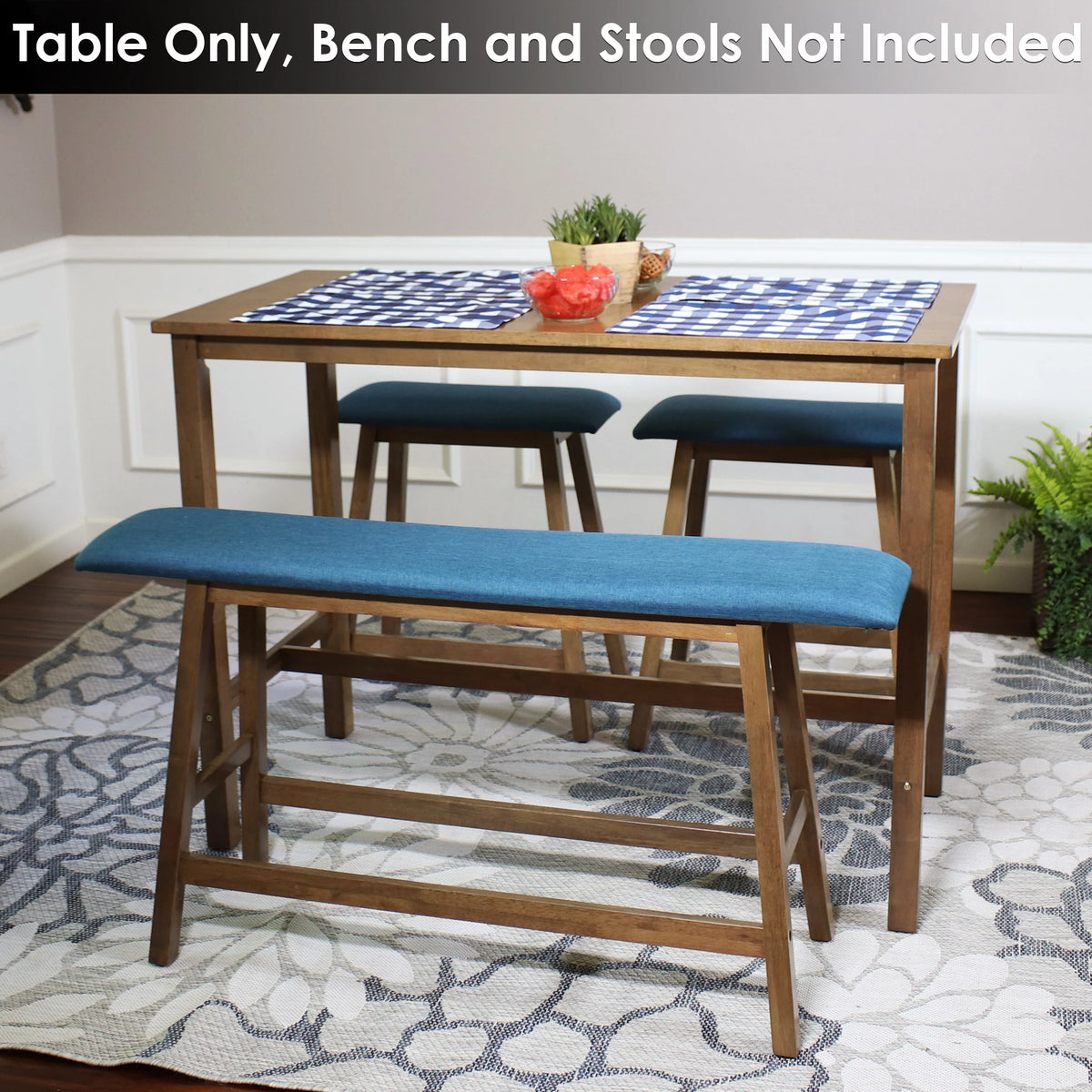 Counter-Height Wooden Dining Table Weathered Oak Finish B19414