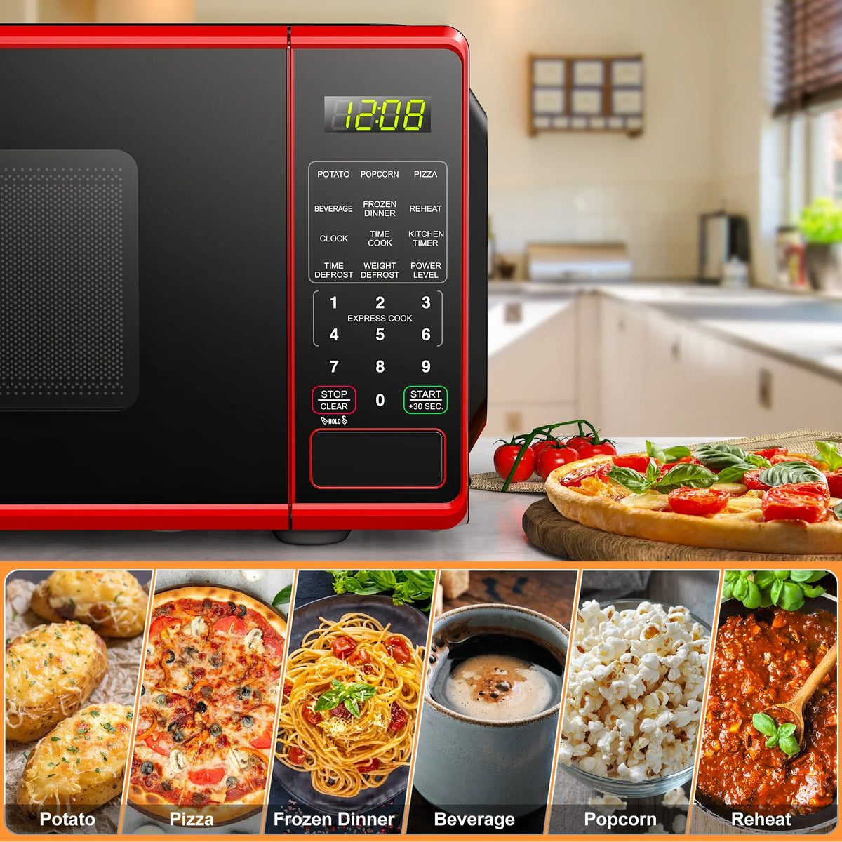 0.7 cu. ft. 700 Watts Red Countertop Microwave Oven Z370575