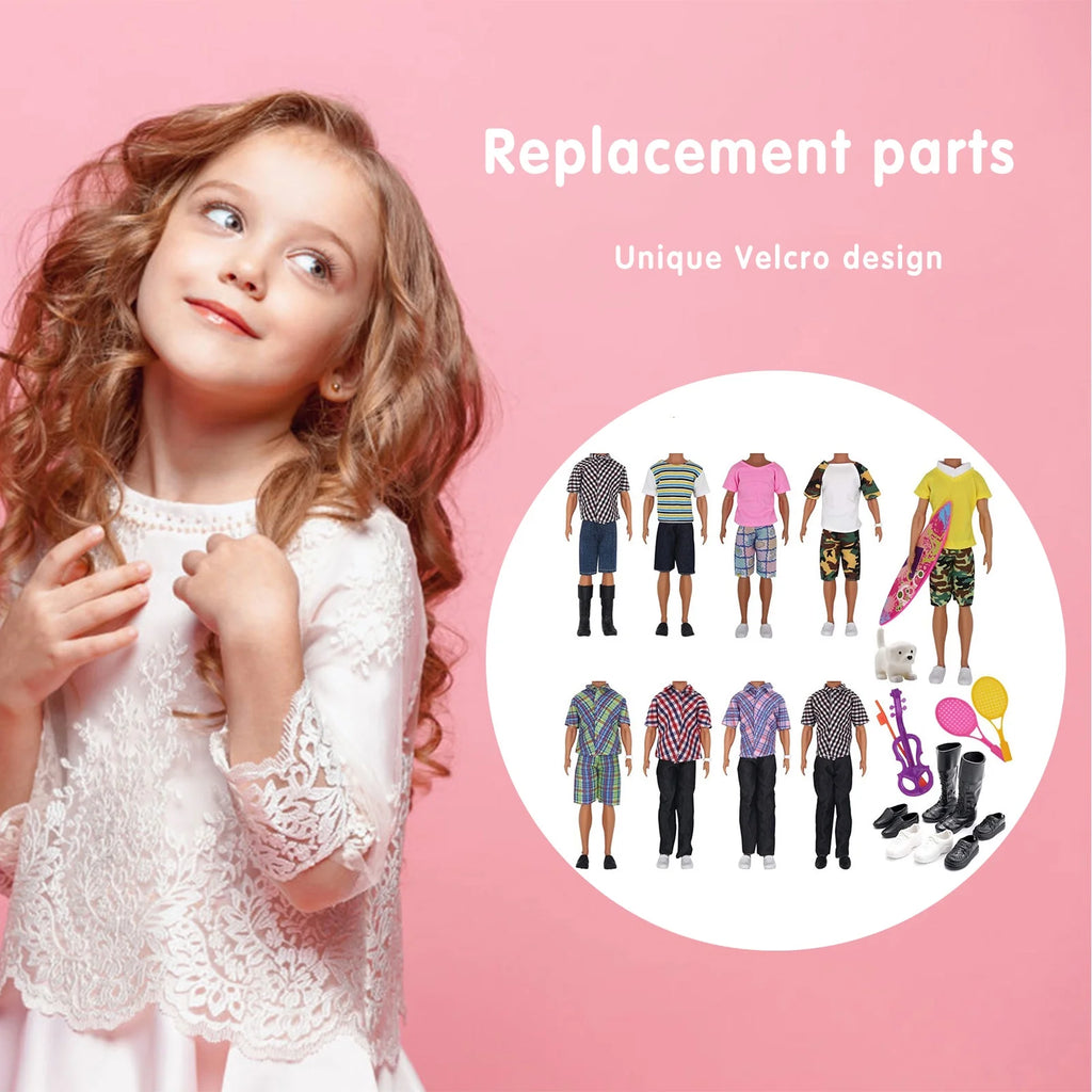 16 Pieces Boyfriend Dolls Clothing Shoes Handmade 11inch Toys M69652