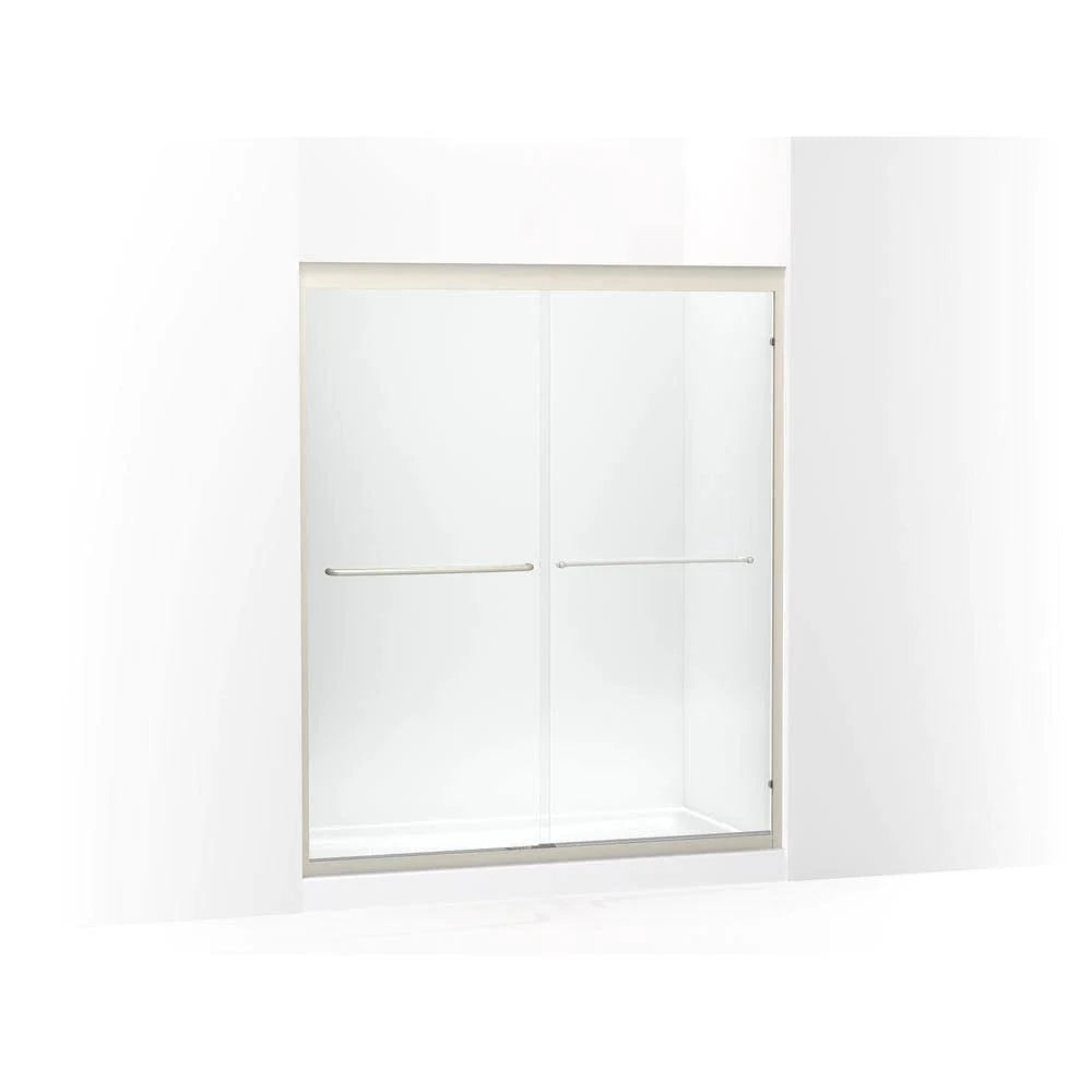 Sliding Frameless Bathtub Door in Anodized Matte Nickel with Crystal Clear Glass D15808