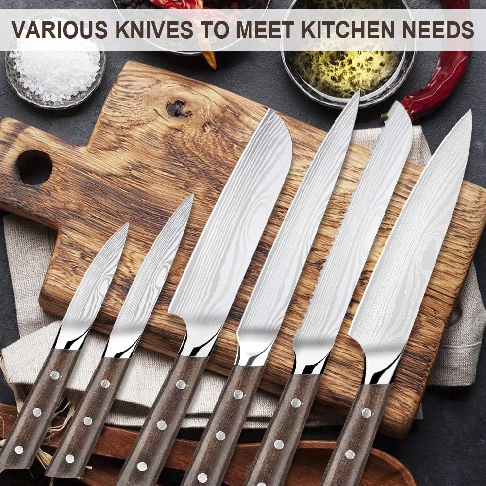 15 Pc German High Carbon Stainless Steel Knife Set with Wooden Block Y568368