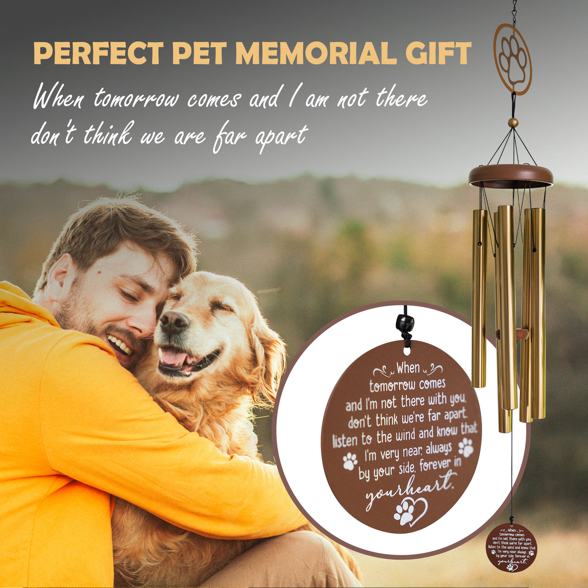 Memorial Wind Chimes with Sympathy Card, 30 inch W444
