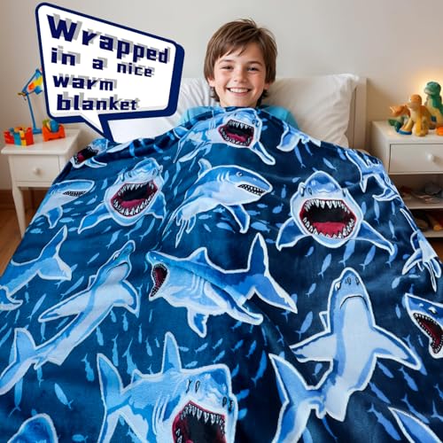 Glow in The Dark Shark Blanket 50x60 inch D2009
