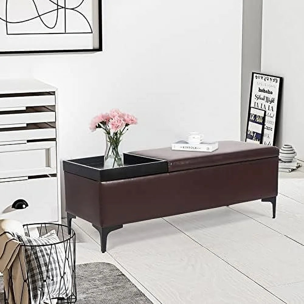 Blue Ottoman Bench with Lift Tabletop U924291