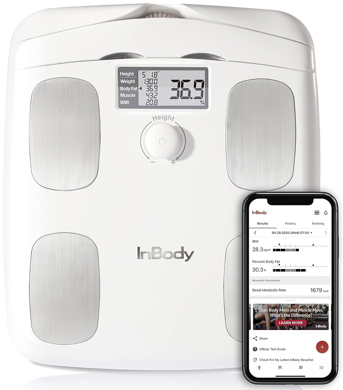 Soft White Full Body Composition Analyzer Scale O9473