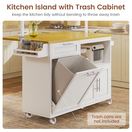 White Rolling Kitchen Island Table with Drop Leaf S56442