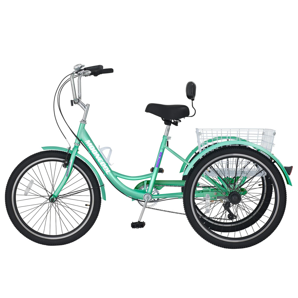 Tricycle 24" Wheels 7-Speed 3 Wheels Bike with Basket O784
