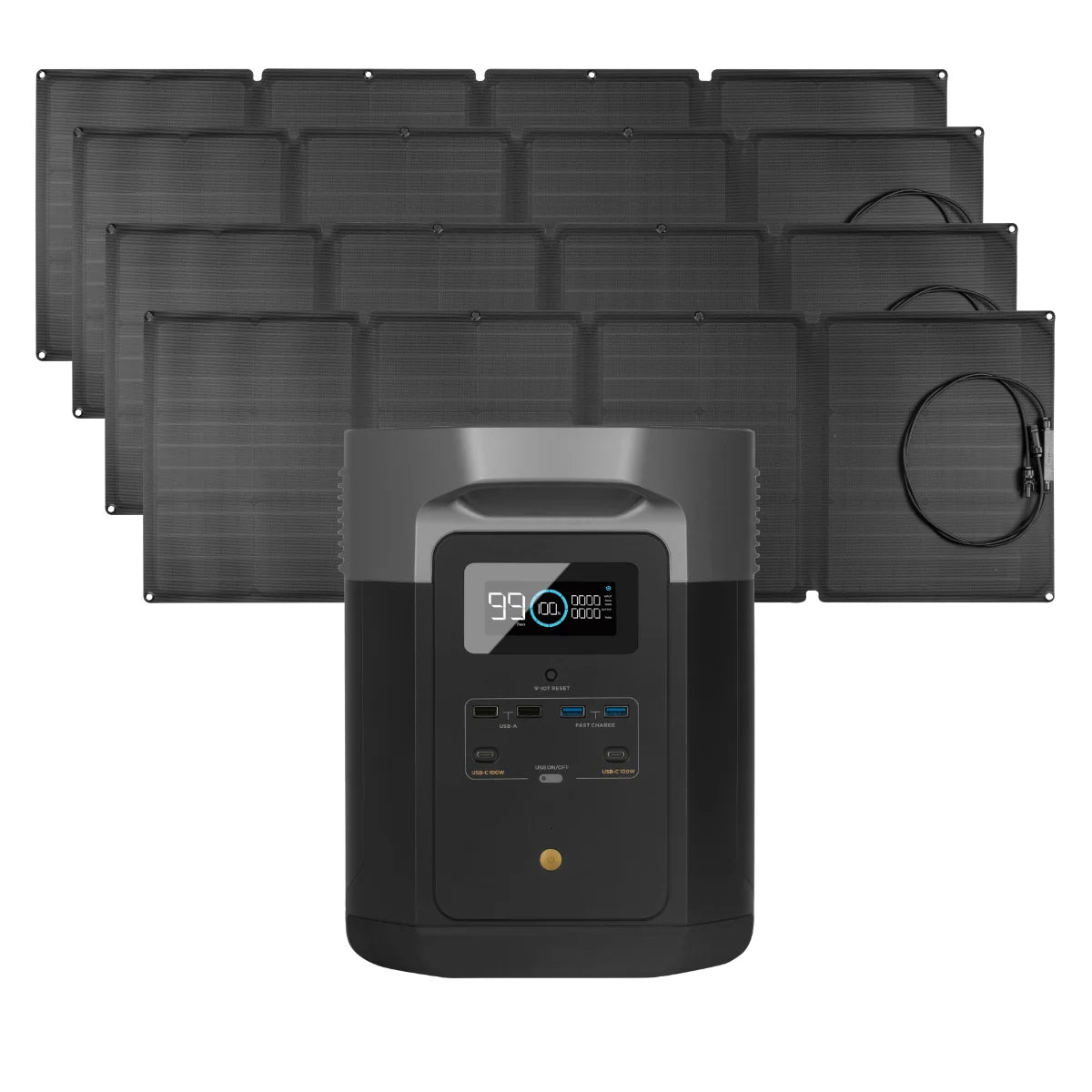 Portable Power Station and 4 x Portable Solar Panel H742