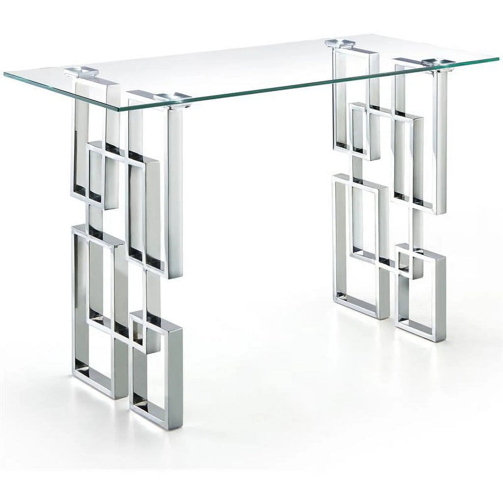 Glass Top Console Table with Chrome Base W56071