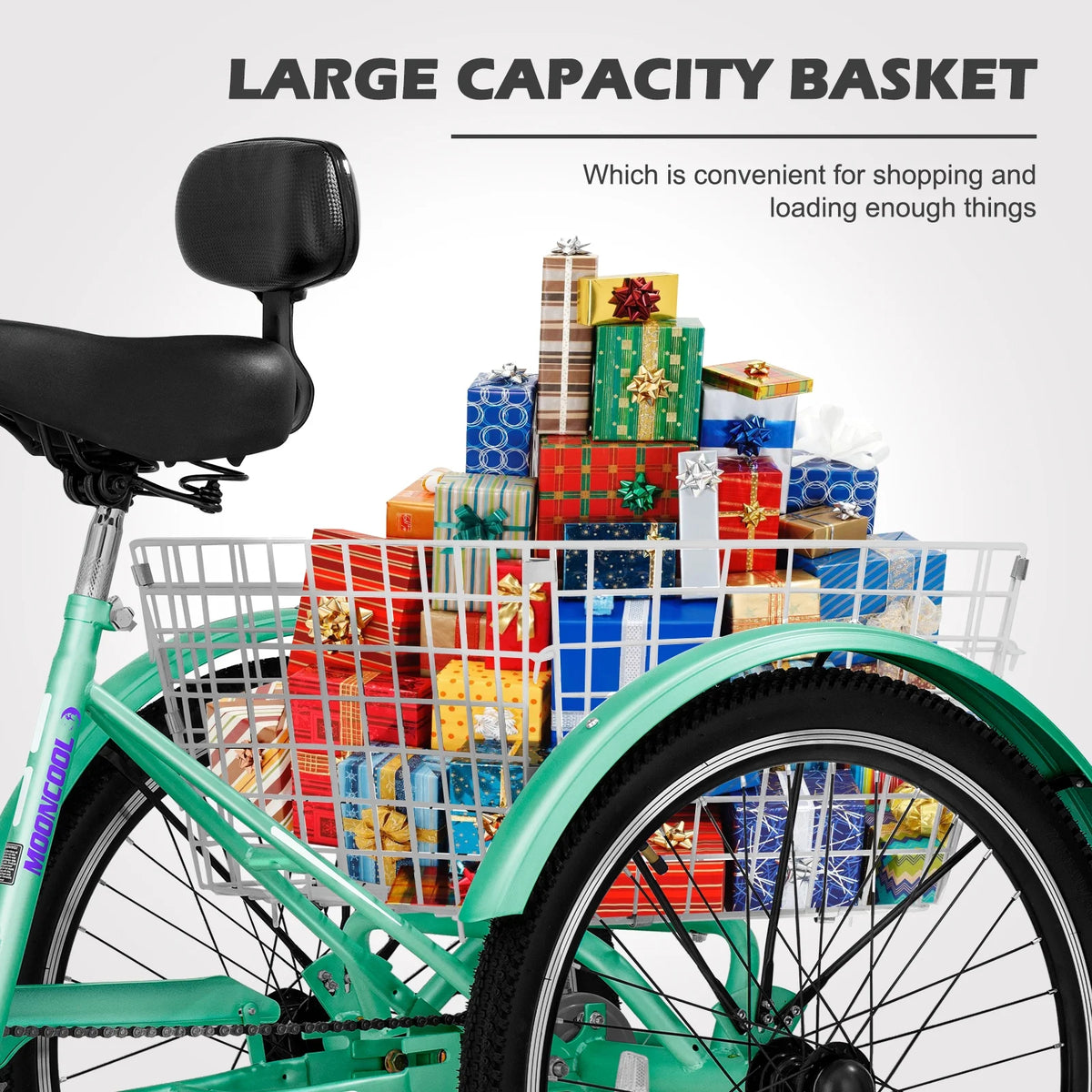 Tricycle 24" Wheels 7-Speed 3 Wheels Bike with Basket O784