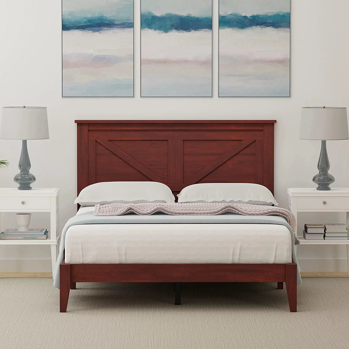Solid Wood Platform Bed Full Q2076