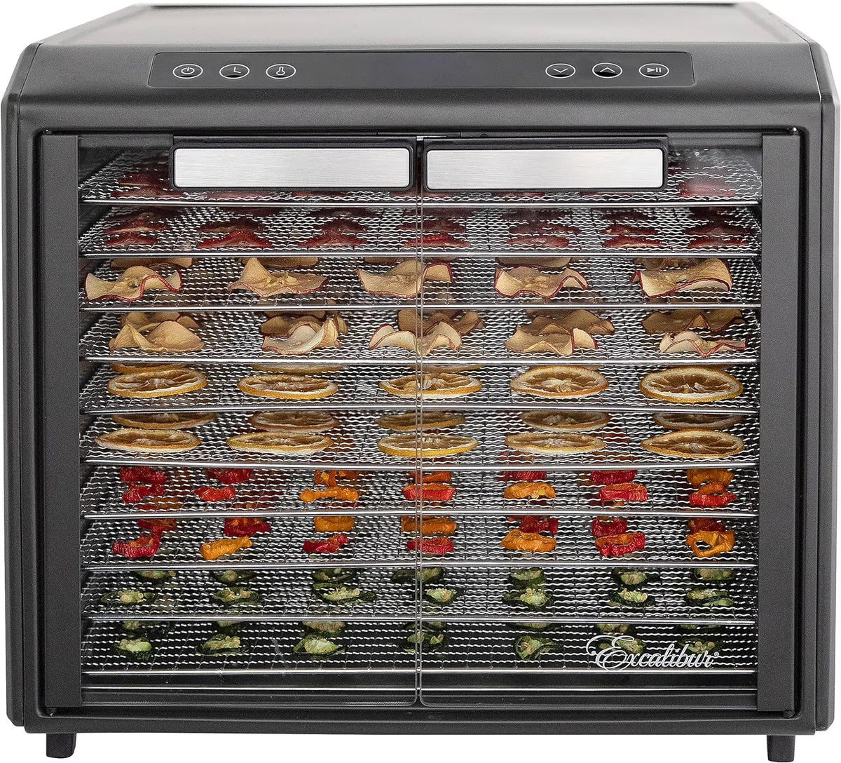 10-Tray Electric Food Dehydrator with Adjustable Temperature Control, 800-Watts, Black Q48753