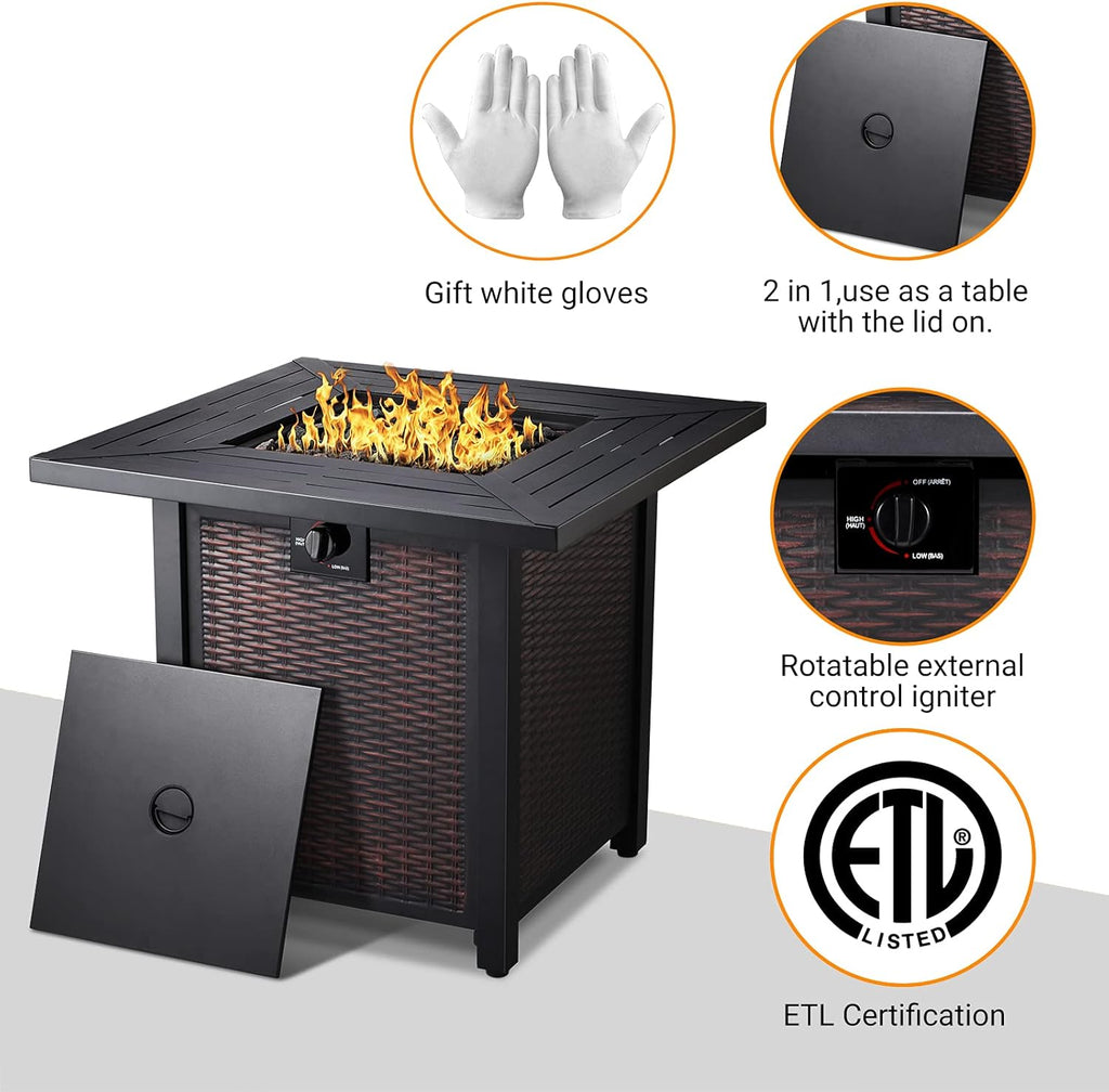50,000 BTU Rectangular Steel Fire Pit Table G512295