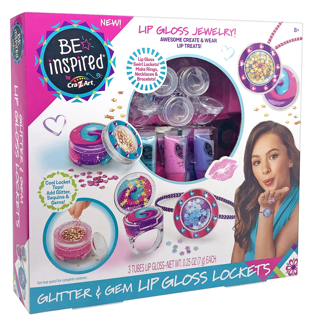 Glitter & Gem Lip Gloss Lockets Multicolor Craft Kit L133