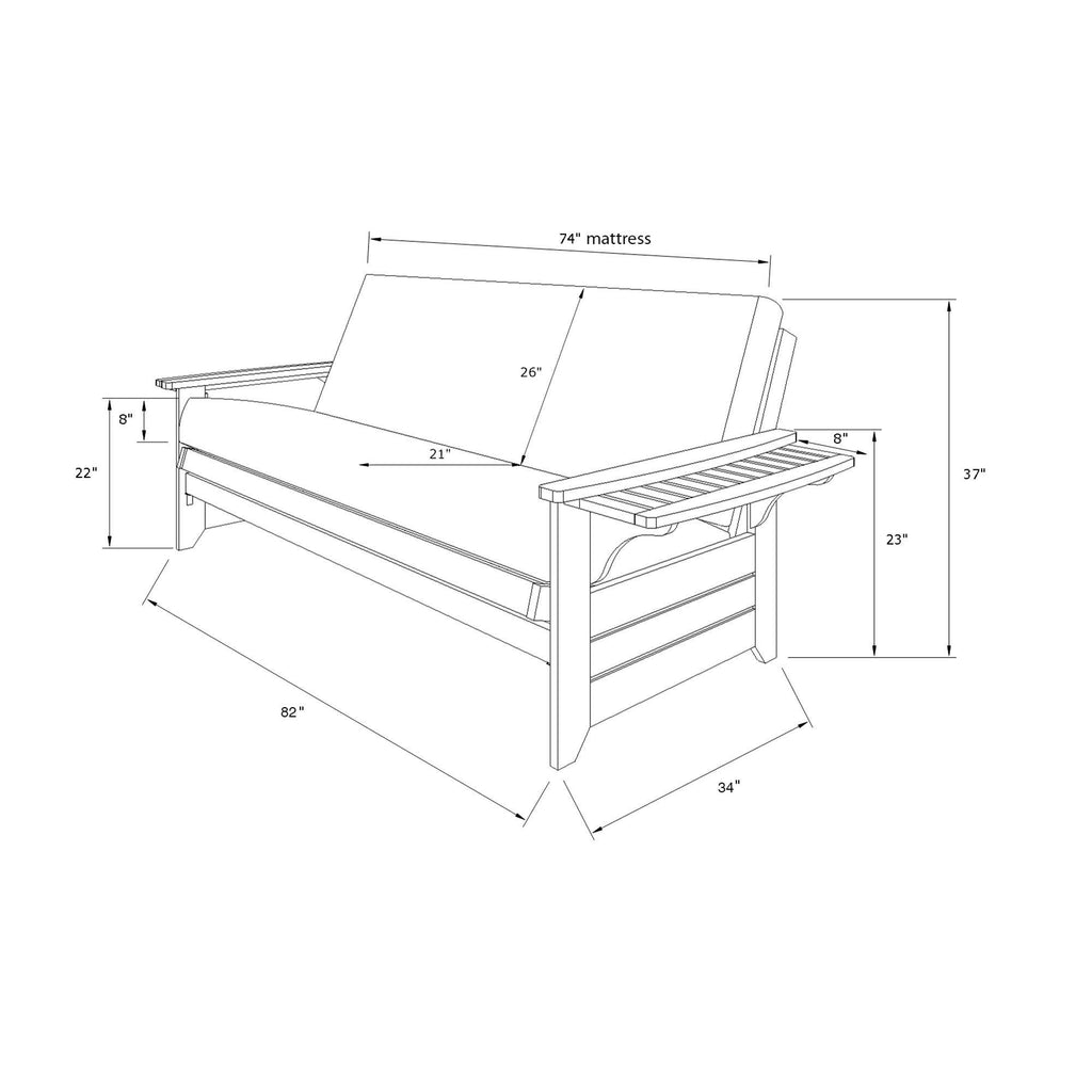 Butternut Futon Set with Storage Drawers and Mattress M1781