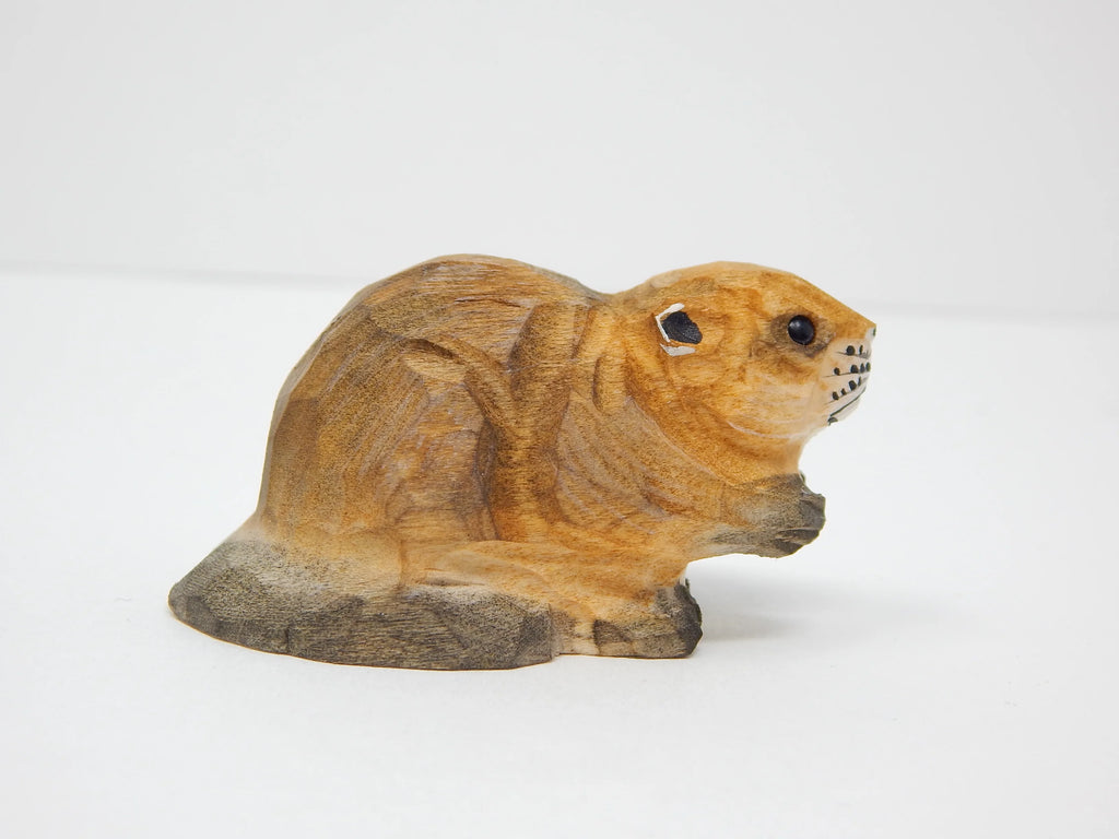 Beaver Wood Figurine Handmade Carved Ornament N838
