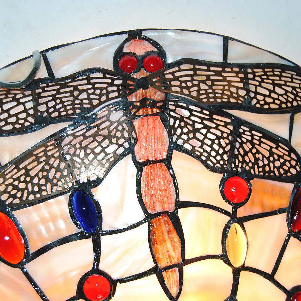 Stained Glass Dragonfly Flush Mount Ceiling Light Fixture U20958