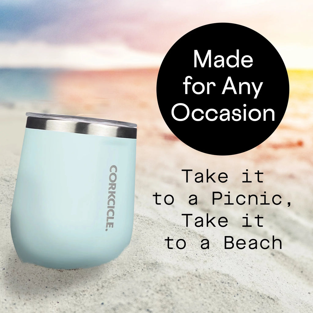 Gloss Powder Blue 12 oz Stainless Steel Stemless Wine Glass N38198
