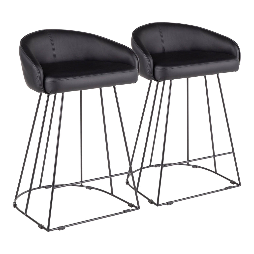 Set of 2 Contemporary Counter Stool Black/White U900