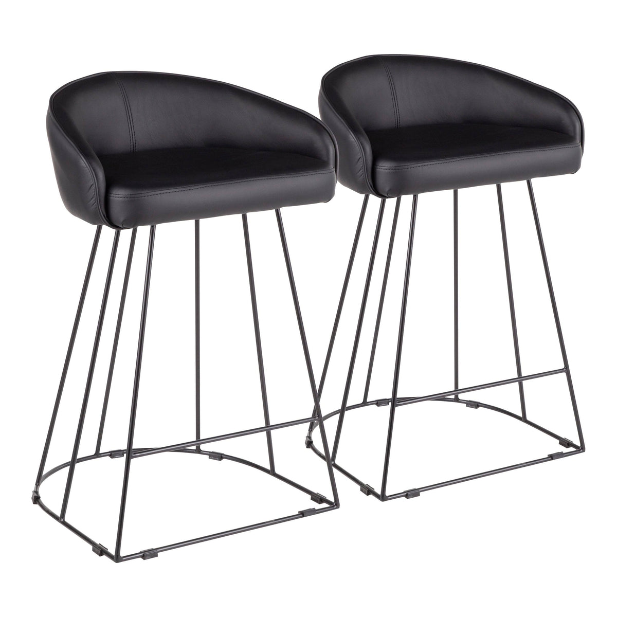 Set of 2 Contemporary Counter Stool Black/White U900
