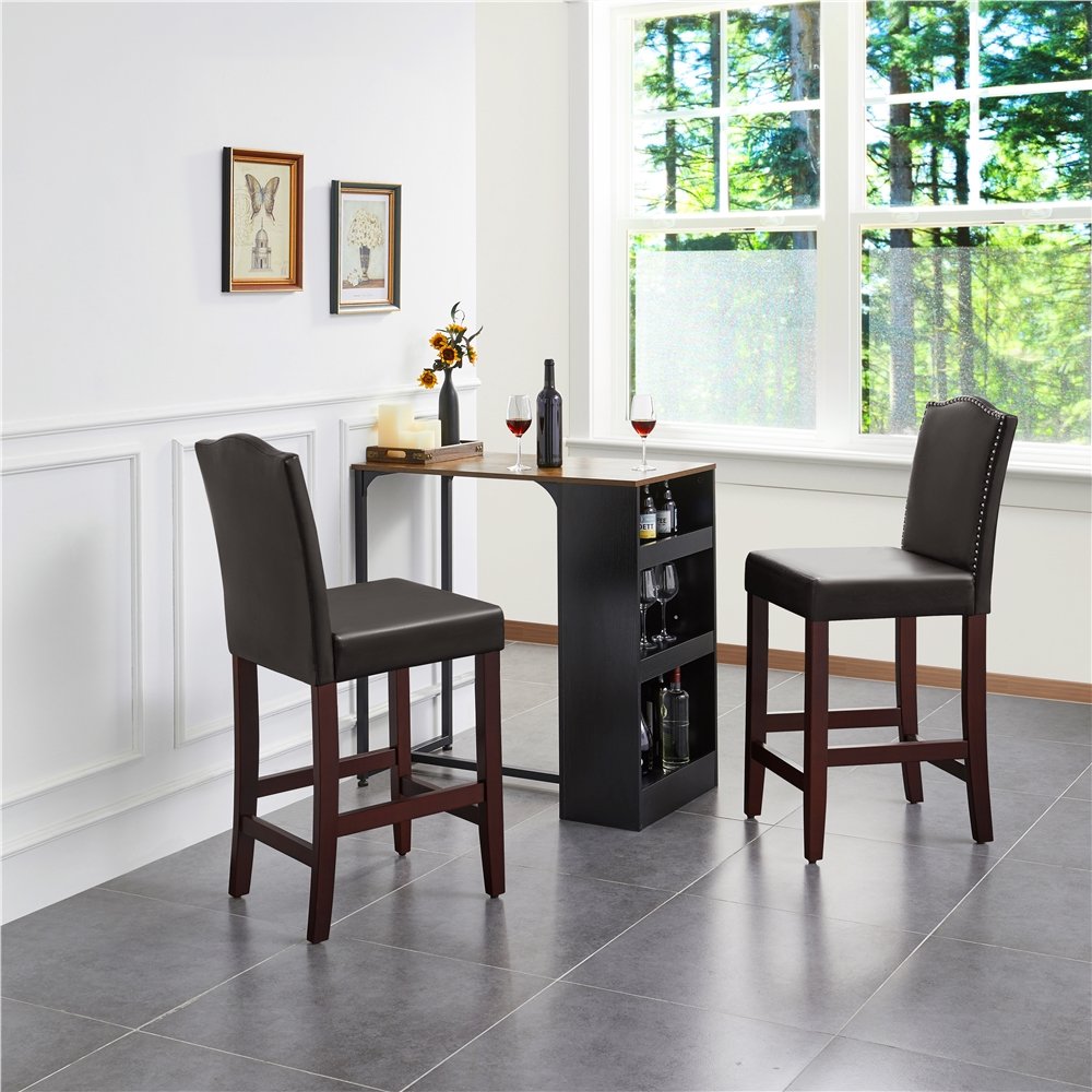 Brown Faux Leather Counter Bar Stools C555