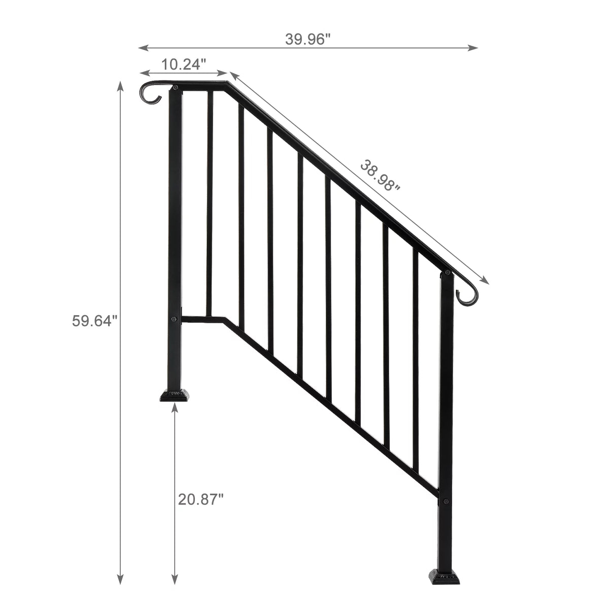 White Wrought Iron Handrails for 3 or 4 Steps G82083